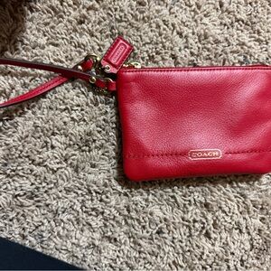 Coach Vibrant Red Leather Wristlet